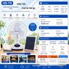 Hui Xiang 16" Solar wiederaufladbarer Ventilator mit Fernbedienung und DC-Stecker