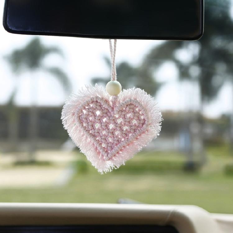 Fashion Car Home Garden Hand-woven Love Pendant Auto Rear View Mirror Ornament