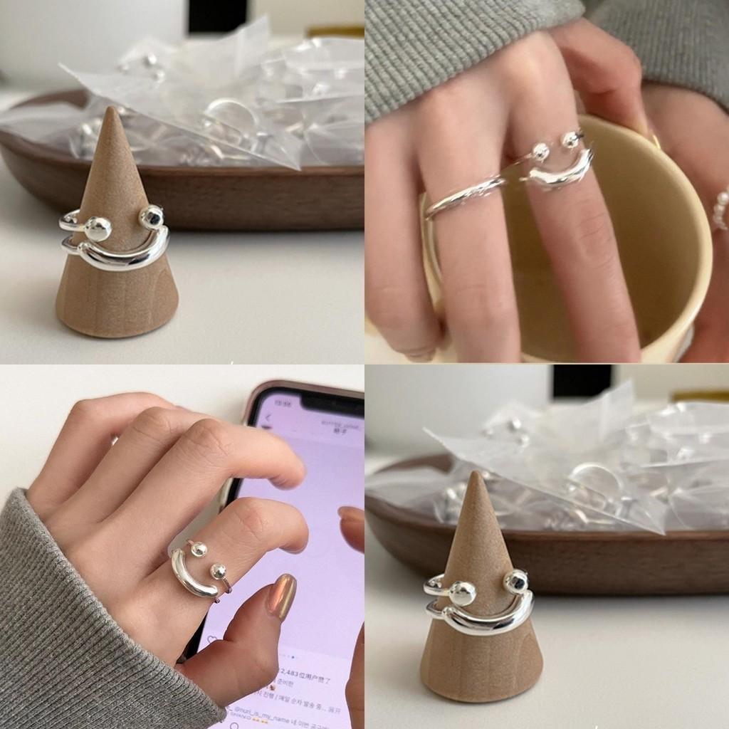 Korean Trendy Style Smiley Face Ring For Women Adjustable Fashionable Accessory Copper