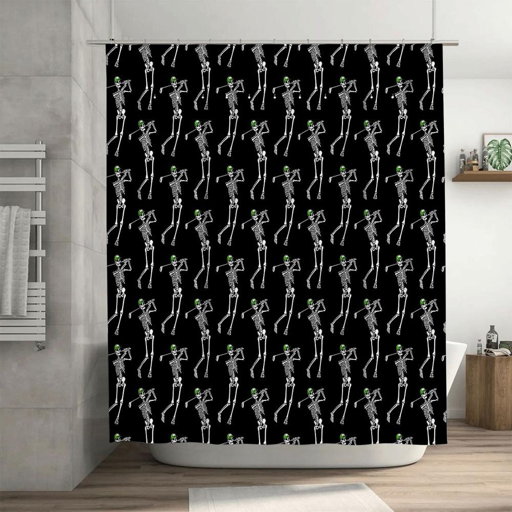 Gerahmungsloser Gothic-Duschvorhang Halloween Totenkopf Gruselige Deko Badezimmer-Set Vintage Horror-Wandteppich Wandbehang Raumteiler Zuhause