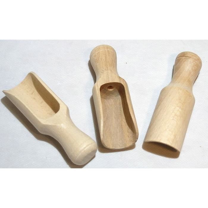 efo ensemble de 3 cuillères en bois pratiques - pelles à sel et à épices en bois - cuillère à graines en bois - taille 10.5 cm