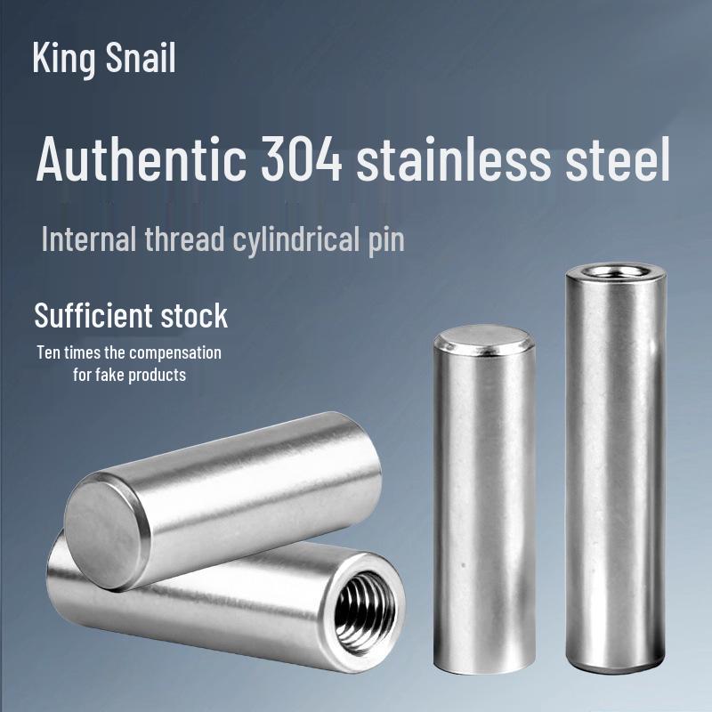 304 Stainless Steel Precision Dowel Pin with Internal Thread, Chamfered Ends 4x12mm M3 Thread
