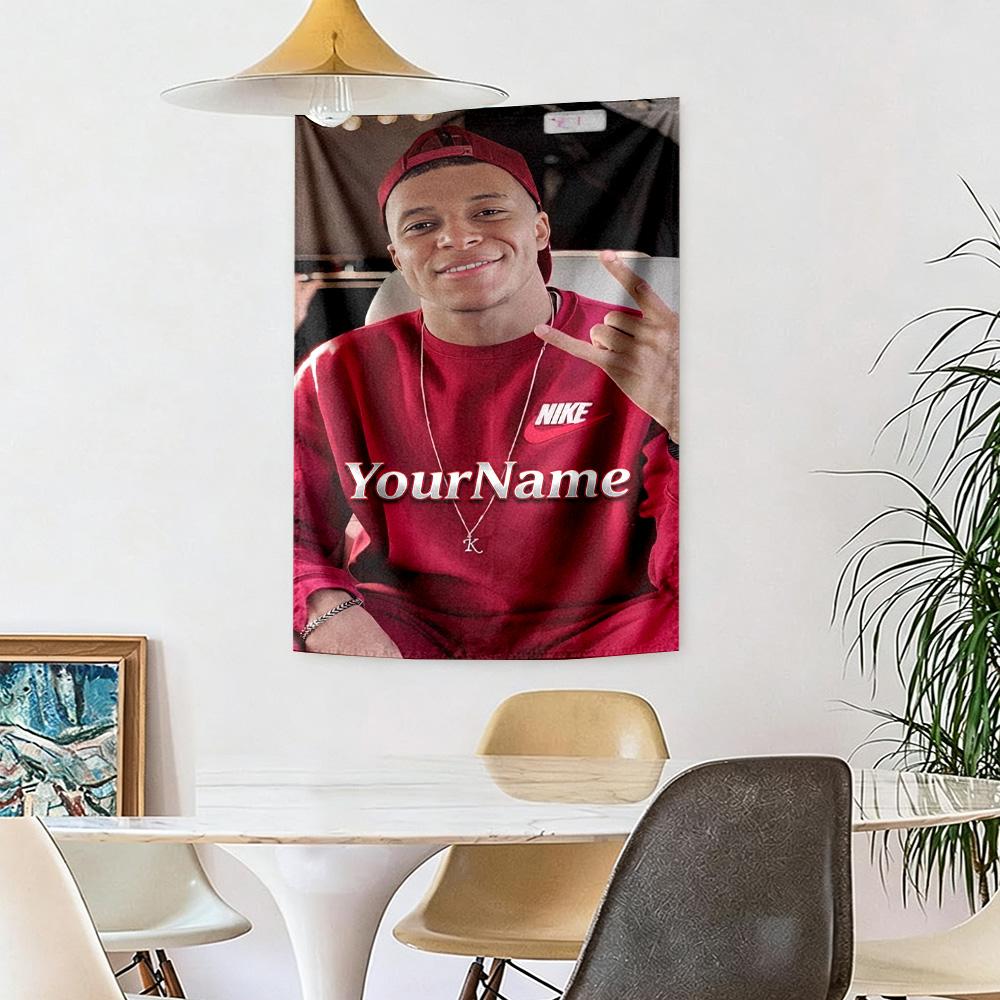 Mbappe Custom Your Name Wall Decor Tapestry Art For Pet Memorial Birthdaywedding Party Backdrop Family Gift