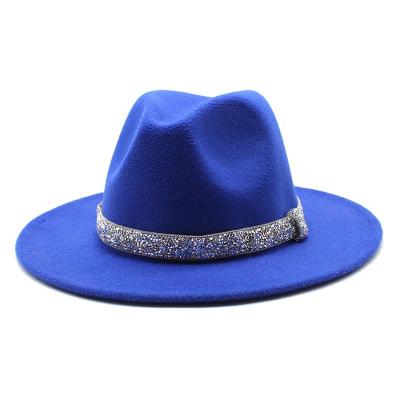2021 Autumn Men'S And Women'S Woolen Hats, Solid Color Jazz Top Hats, Crystal Diamond Gift Hats