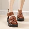 Thick Soled Sandals Genuine Leather Comfortable Soft Soled Round Toe Versatile Women's Platform Shoes