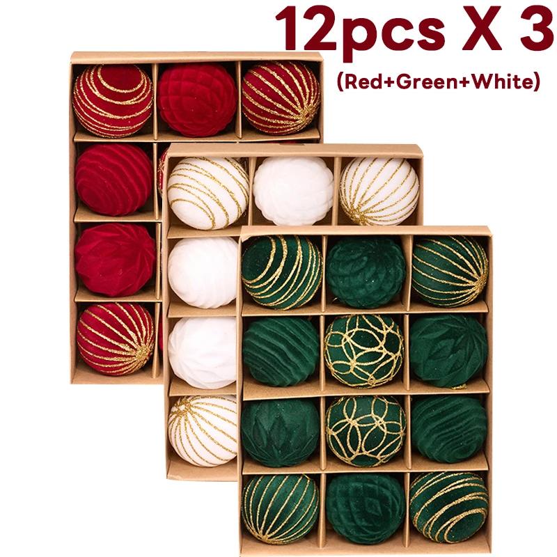 11/11/16PCS 6CM Christmas Balls Ornaments Flocking Figure Christmas Tree Party Decoration New Year Christmas Spheres Pendant
