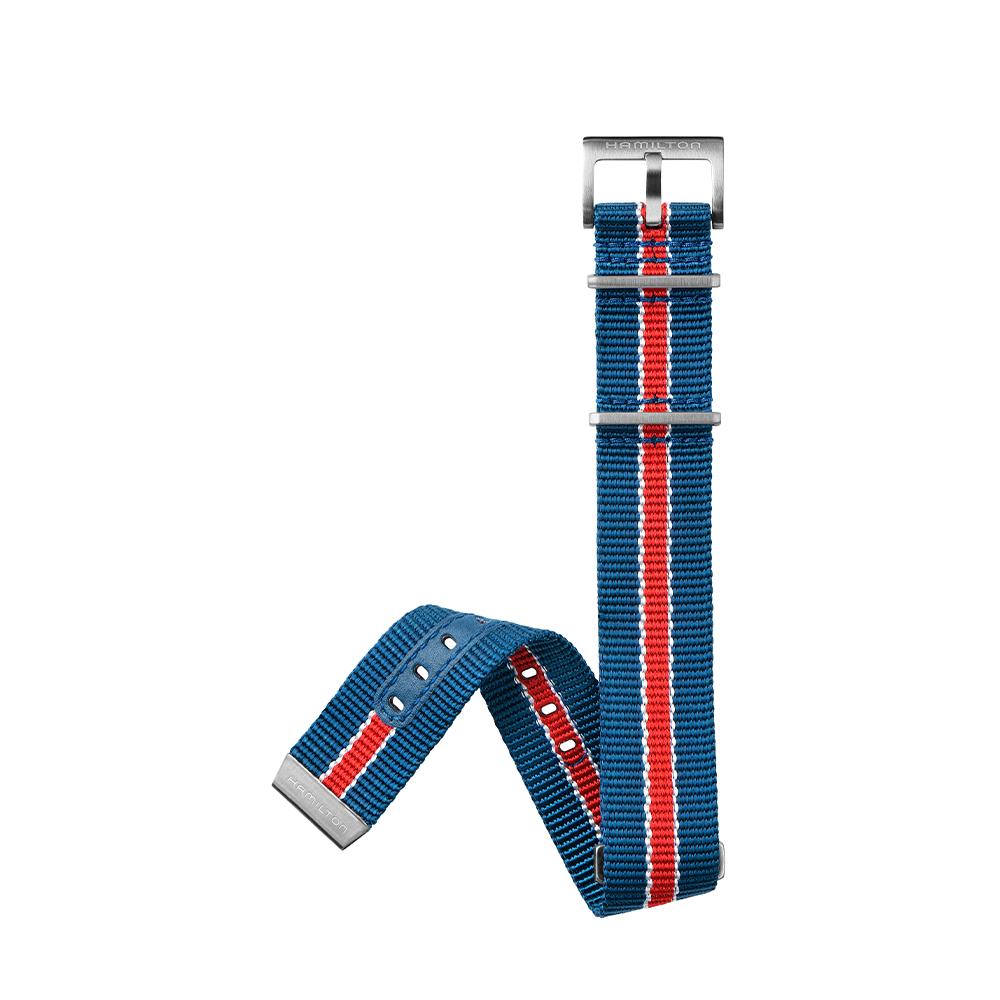 [Hamilton] Blue, Red Nato Strap 22mm H6003541011