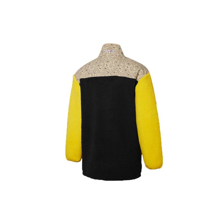 Puma Paisley Cashew Pattern Panel Pocket Patchwork Plush Fleece Collared Jacket With Logo Men Outerwear Lemon-Yellow 534984-51