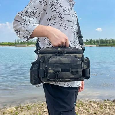 Fishing Tackle Backpack Lure Box Gear Storage Bag Fanny Pack for Men Fly Fishing Backpack with Rod Holder Sling Shoulder Bag