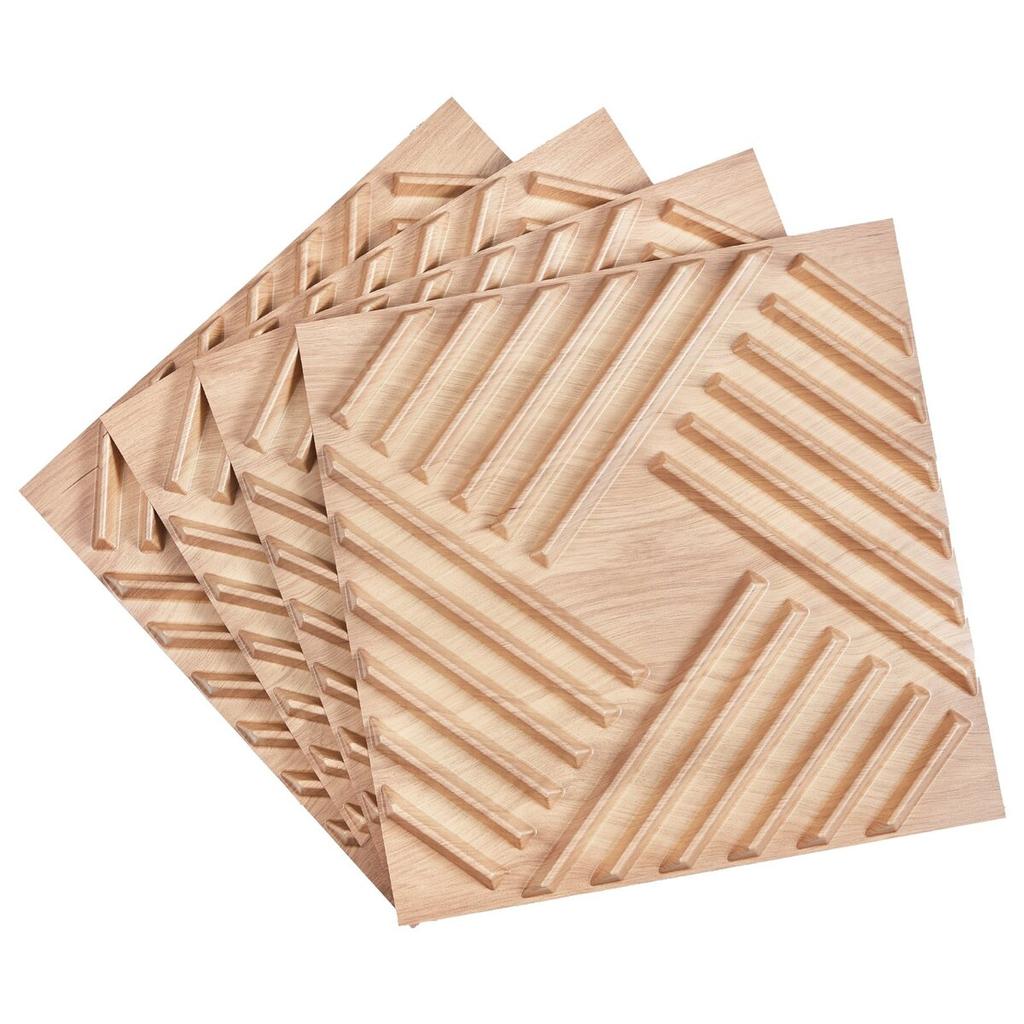3D Slat Wall Panels 12-Pack 19.7x19.7'' PVC 32 Sq.Ft Coverage Light Wood