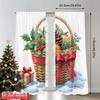 2pcs 2D Flat Printing Merry Christmas Popular Window Curtains Christmas Gift Basket Holly Berries_a 100% Polyester Fabric