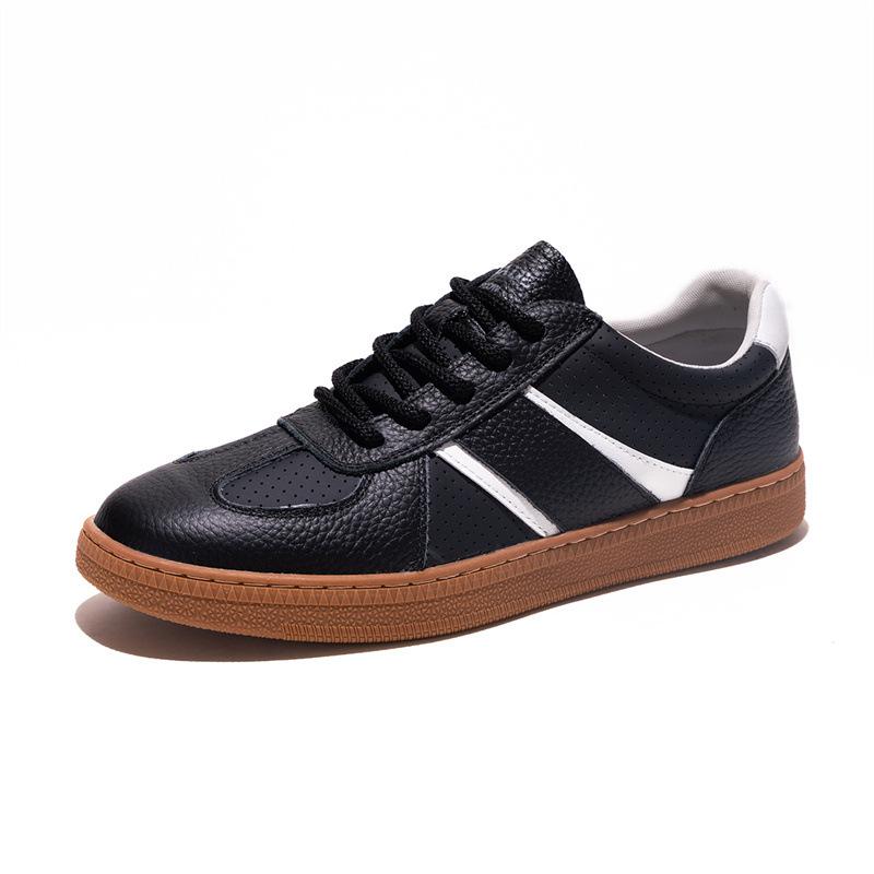 Neue Schuhe für Herren Echte Leder Freizeitschuhe Atmungsaktiv Mode Flach Skateboard-Schuhe Street Cool Sneaker