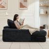 Oversized Chaise Lounge Chair Upholstered Cozy Corduroy Sleeper Sofa Bed Wide Armrests High-Density Foam No