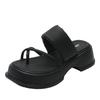 2025 new summer pinch feet heightened thick-soled cool slippers flip-flops wearing sandals women's Roman beach women's shoes