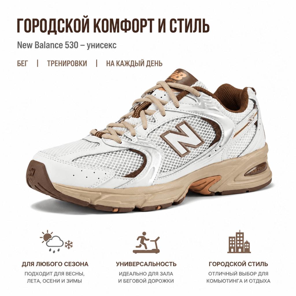 New Balance 530 Niko and ... Unisex Sneakers Off-White Brown MR530NI