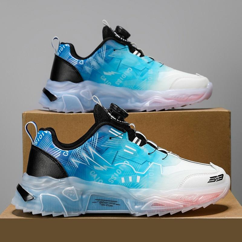 Men's shoes spring new teen student casual sports shoes luminous rotating buckle running shoes platform dad shoes