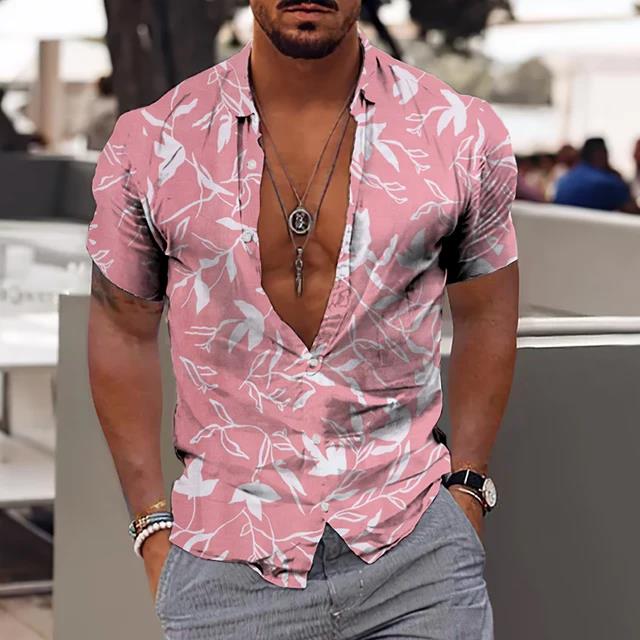 Camicia Comoda da Uomo Albero di Cocco Stampa 3D Hawaiana Spiaggia S-6XLl Manica Corta Top alla Moda Casual