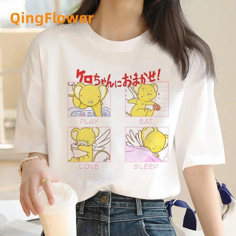 Card Captor Sakura Magic Girl Kleidung Kleidung feUnisex Casual 2024 weißes T-Shirt Vintage T-Shirt Top Tees Vintage weißes T-Shirt