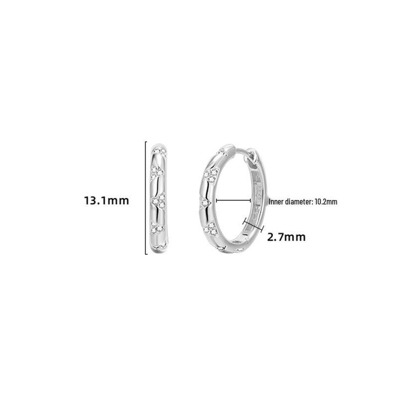 European & American S925 Sterling Silver Geometric Zircon Earrings - Niche Fashion, Light Luxury