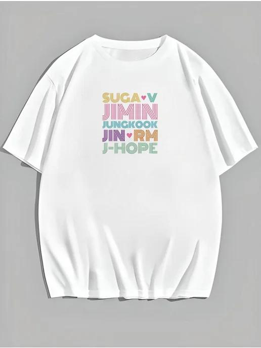 Oversized T-shirt with a BTS print 4XL