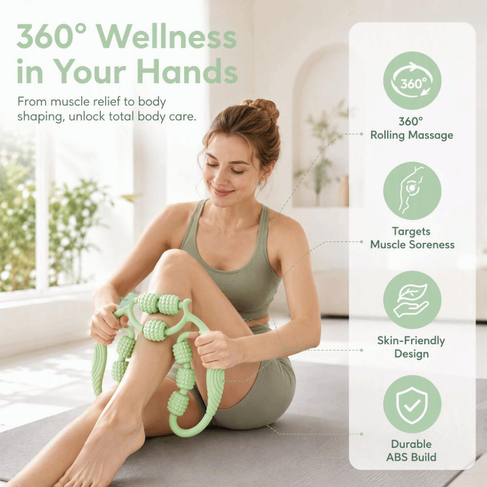 Reusable Muscle Roller Massager 360 Degree 9 Wheels Leg Massager Circular Leg Clamps for Waist