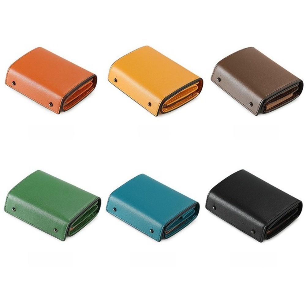 PU Leather Tri-fold Card Holder Ultra-Thin Design Coin Purse  Anti-theft Swiping