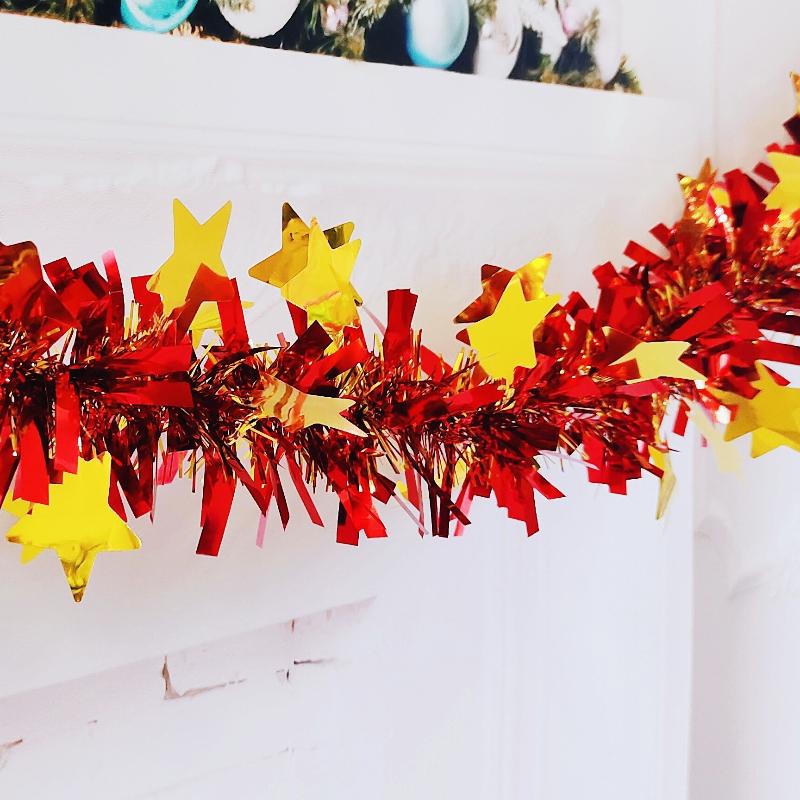 1 STÜCK 2M Weihnachtsbaum Lametta Girlande Weihnachtsdeko für Zuhause 2026 Metallische Twist Girlande Weihnachtsornament Neujahrsparty Deko