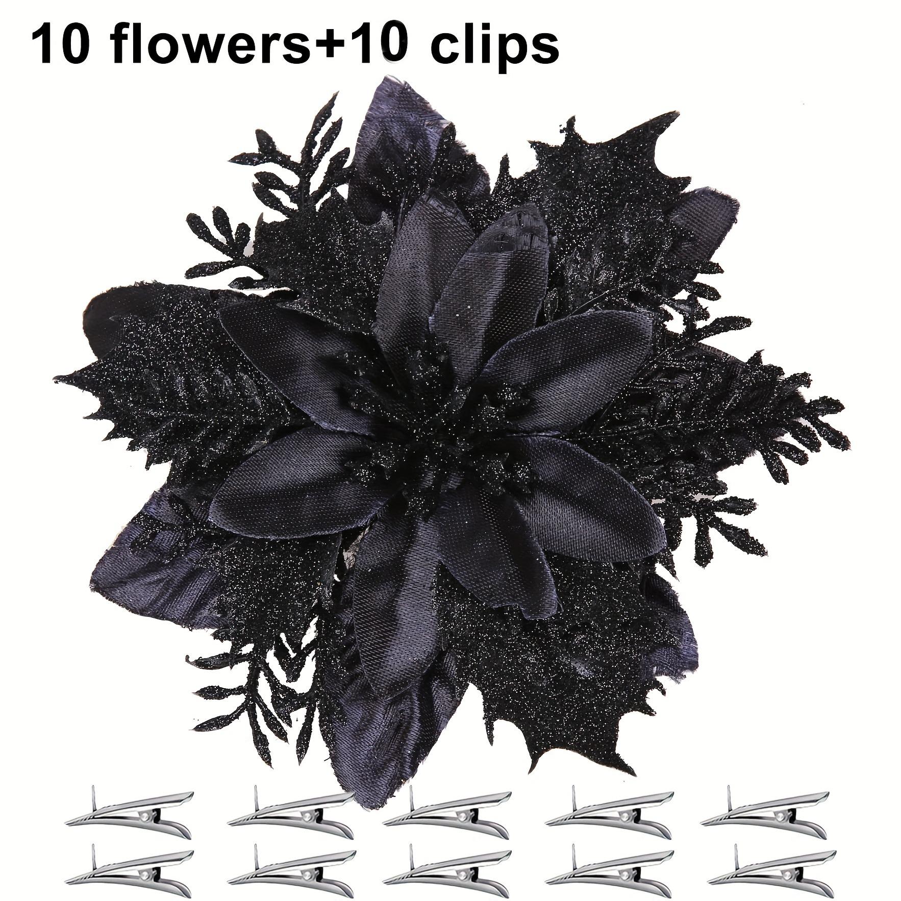 

10Pcs Glitter Artificial Flowers 14CM Fake Flower Christmas Decoration Christmas Tree Garland Ornament Xmas DIY Gift Accessories чёрный