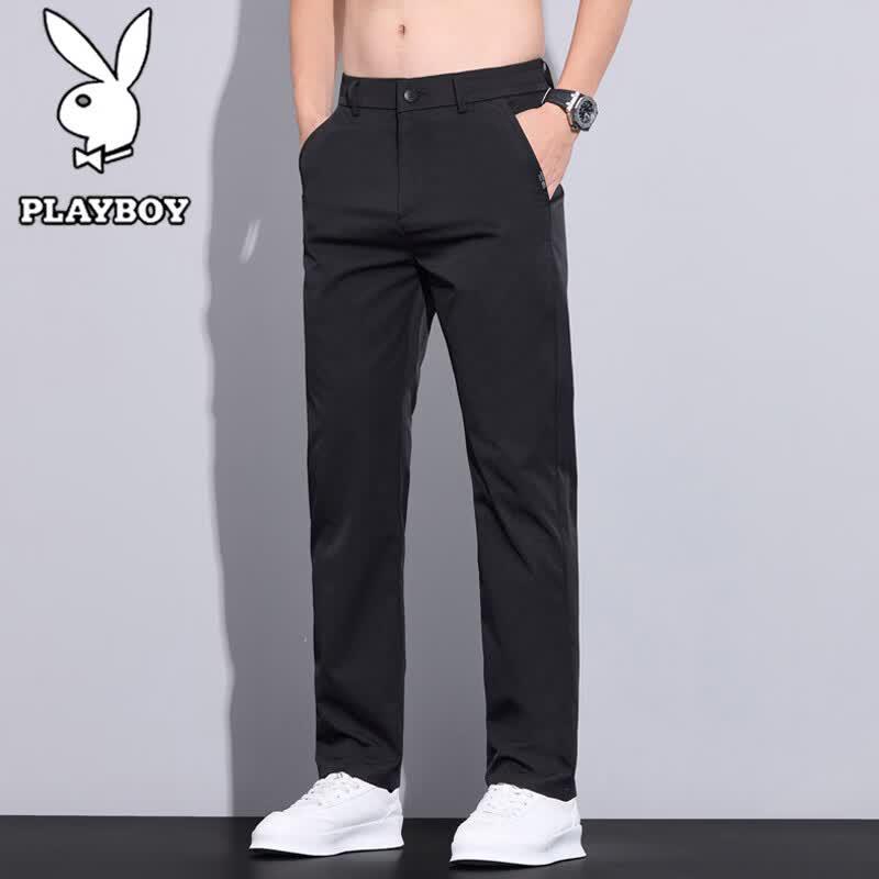 PLAYBOY Men s Summer Ice Silk Straight Fit Casual Pants 36 чёрный