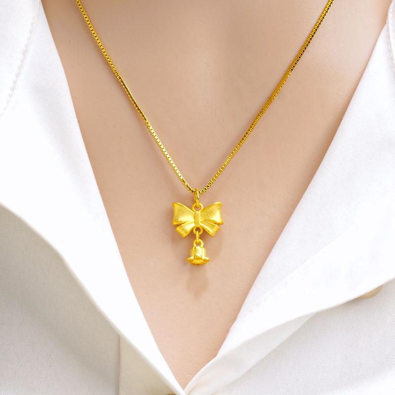 Vietnam Gold-Plated Clover Necklace, Ring & Five-Flower Bracelet Set