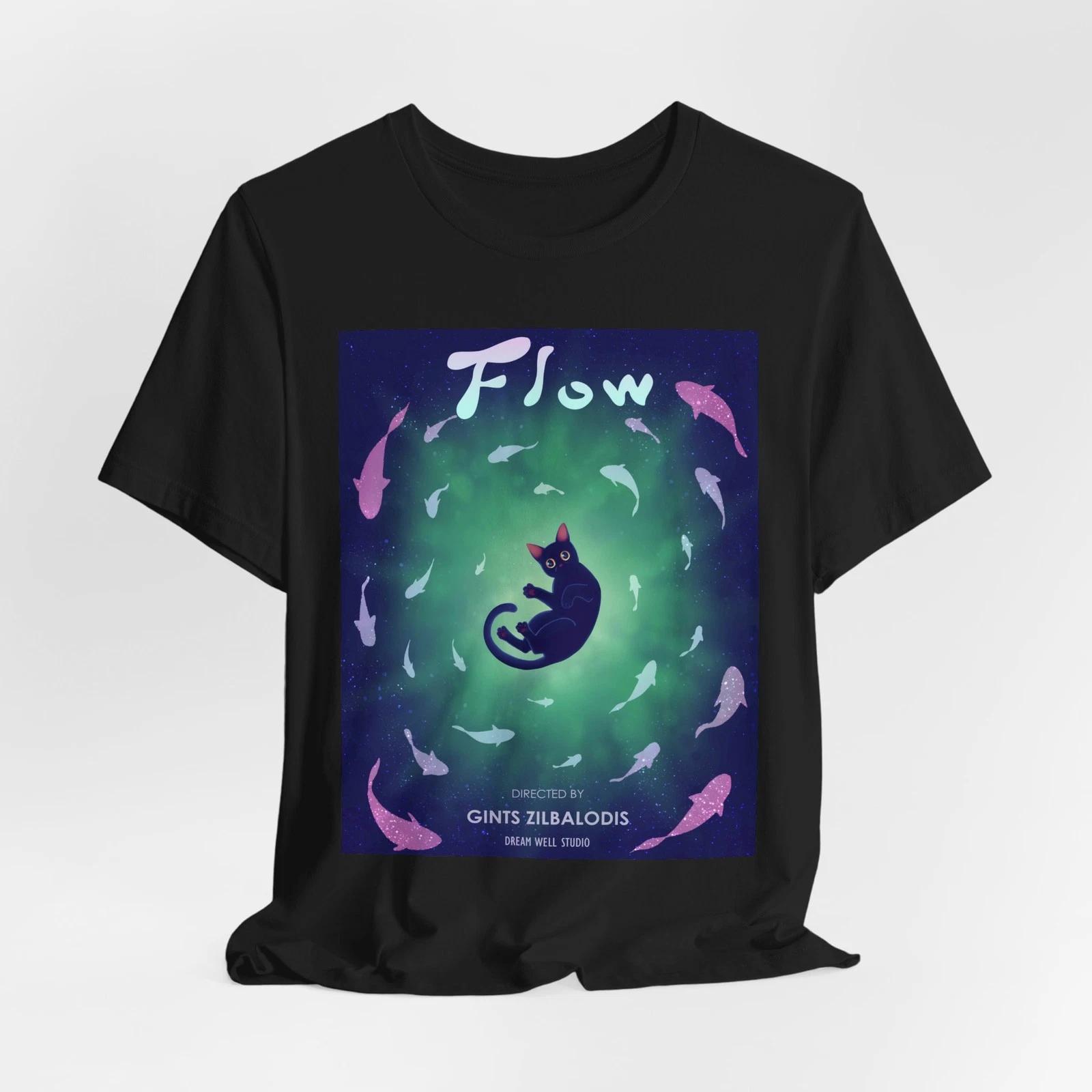 

Flow Cat Short Sleeve Tee – Creative Cat Graphic Shirt, Artistic Unisex Tee XL