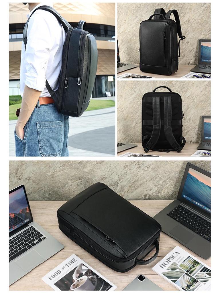 Men's Luxury Cowhide Business Laptop Backpack, 15.6", for Work and Travel