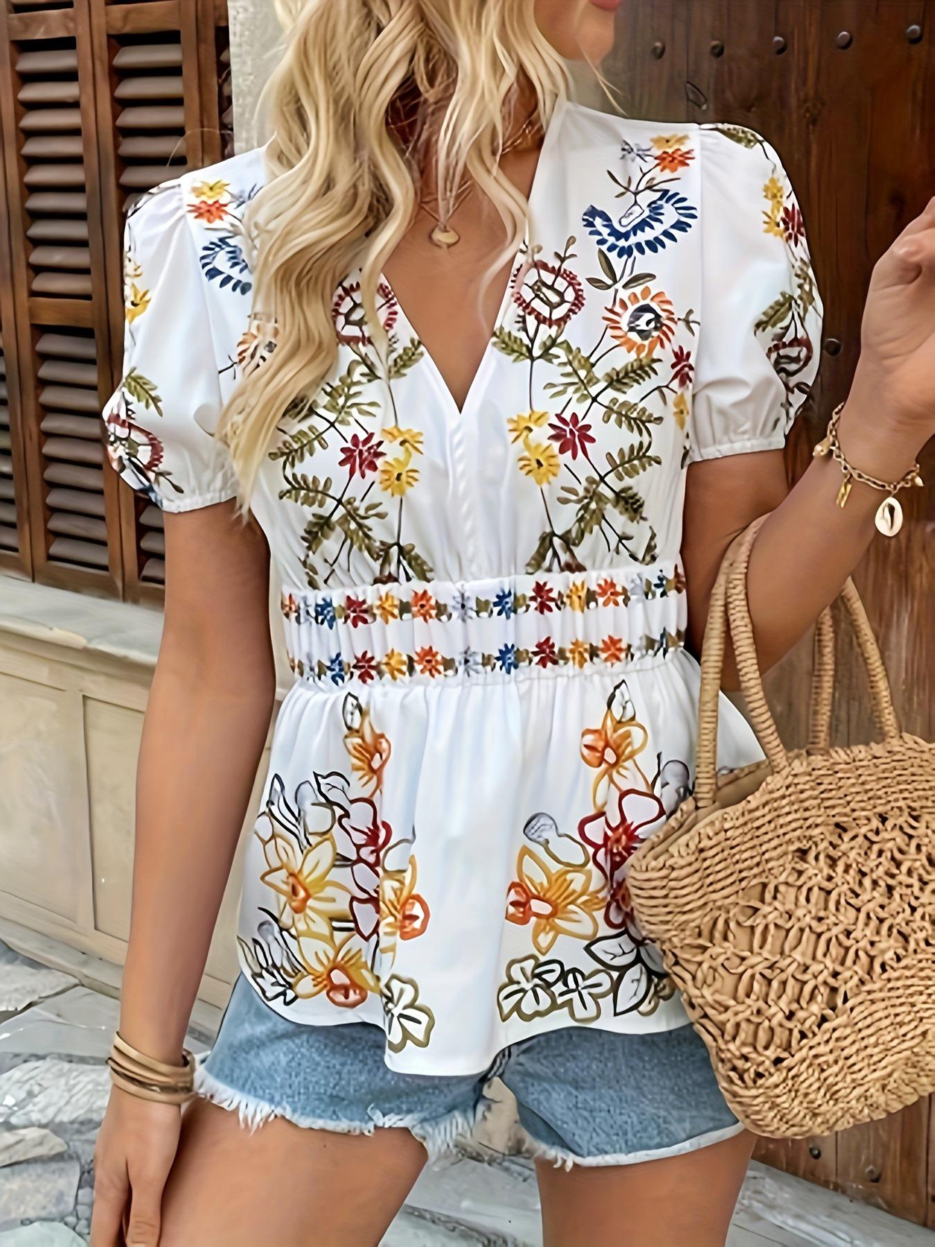 

Women s 2026 Summer Fashion Slim-Fit Digital Print Short-Sleeved Shirt, Plus Size Available XXL белый