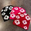 Hat Fashionable Knit With Floral Print And Warmth Function For Cold Use Seasons