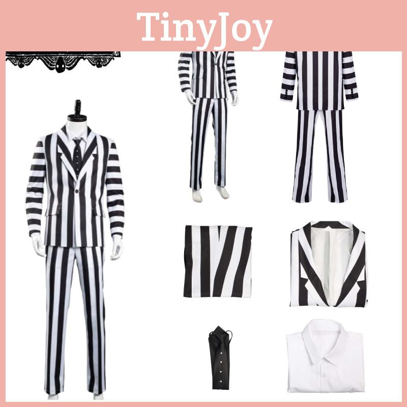 Michael Keaton Striped Suit For Halloween Wizard Cosplay Perfect For Stage Play