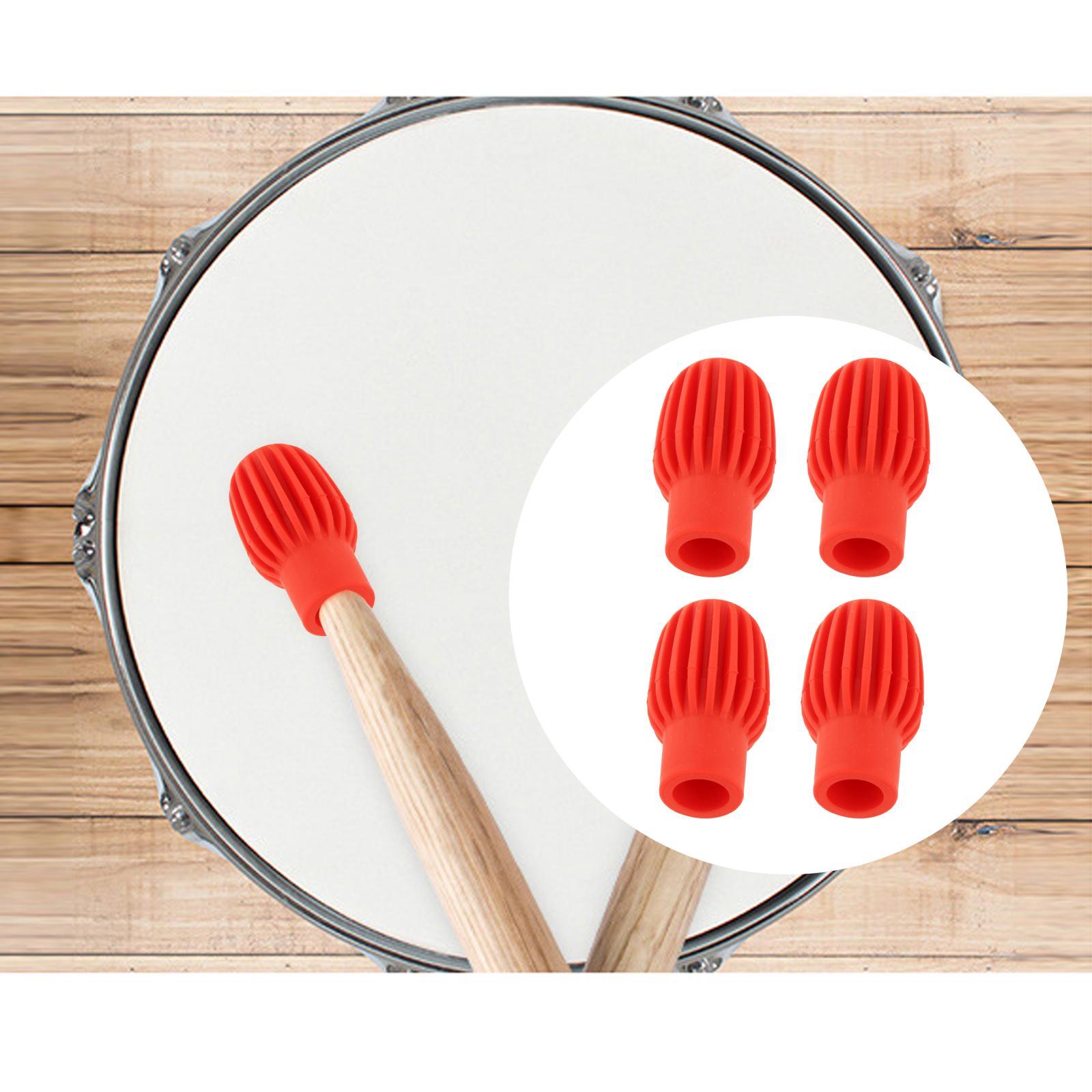 4 Pieces Mute Drum Dampener Kids Gift Percussion Accessory Silence Practice Tips Silicone Stick Head Drumstick Silent красный