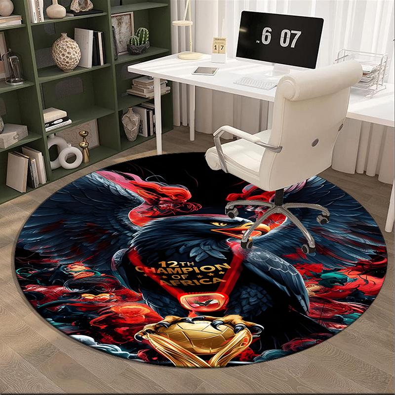 1PC round rug Ahly Football club Printed Round Area Rug ,Rug For Home Office, Round Chair Rug, Decorative Carpet Fan gifts Christmas gift