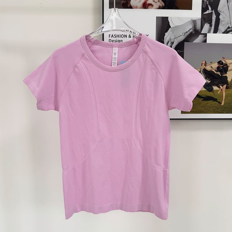 Spring and Summer New Seamless Stretch Yoga T-shirt Slim Fit Quick-Drying Sports Short Sleeve Women Running Outdoor Breathable Fitness Top