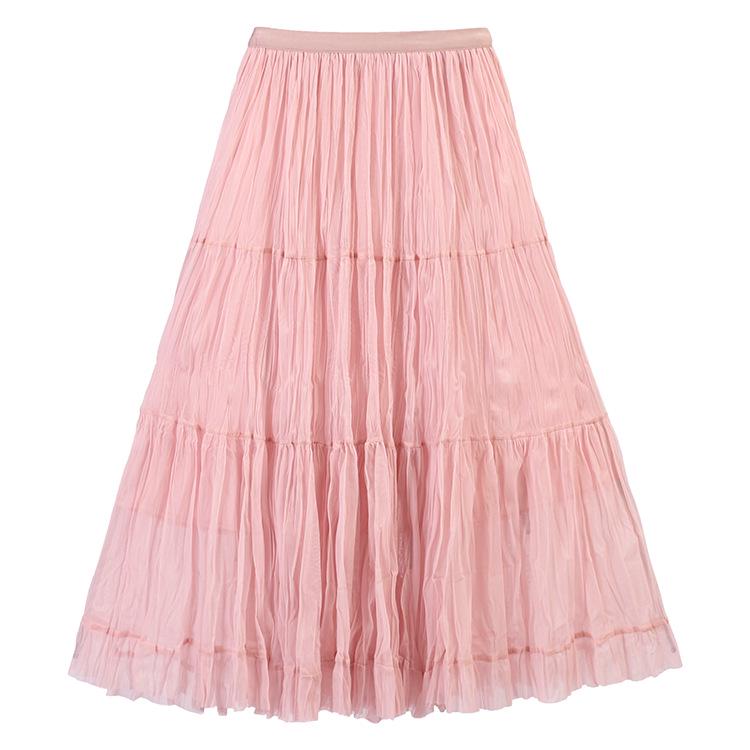 

Женская длинная юбка Fei Yuan ранней весной, пэчворк - Модная, универсальная, однотонная, с широкой нижней кромкой и милым стилем. One Size розовый