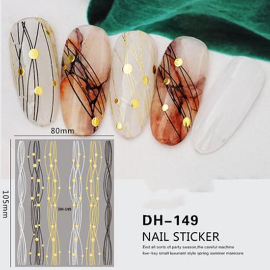 Abstract Line DIY Nail Stickers for Women Girls Nail Art Decorations Rose Gold Spring 3D Sliders for Manicure Nail Polish Decals