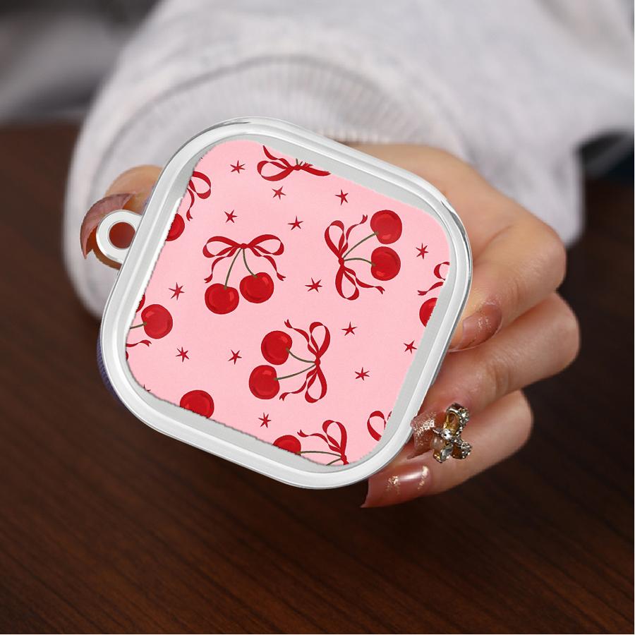 Clear Earphone Cases Cover With Hook Case For Samsung Galaxy Buds 3 FE 3Pro Live 4Pro 2 4 Pro 2Pro Red Lovely Cherry