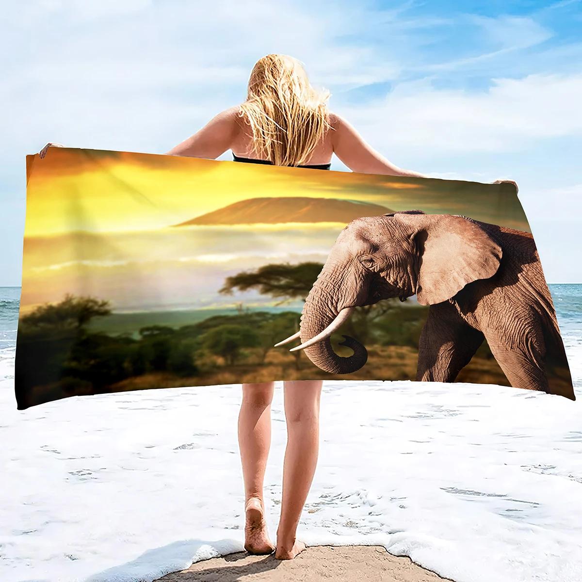 

Elephant Beach Towel Travel Oversized Pool and Bath Towels Pool Towel Super Soft Plush Sand Free Towel Quick Dry BeachTowel W40*H60(CM)