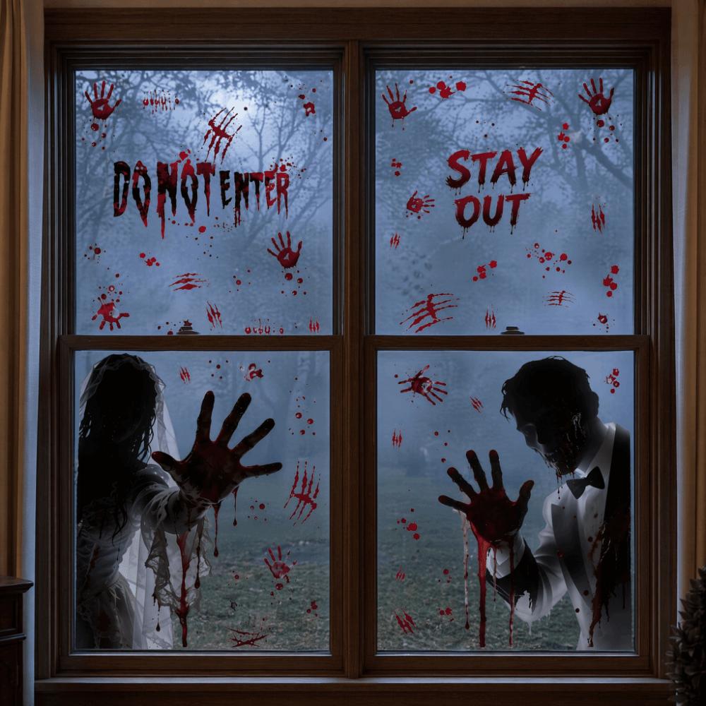 Bloodstained Handprint Scary Ghost Window Sticker Spooky Party Door Stickers Glass Mirror