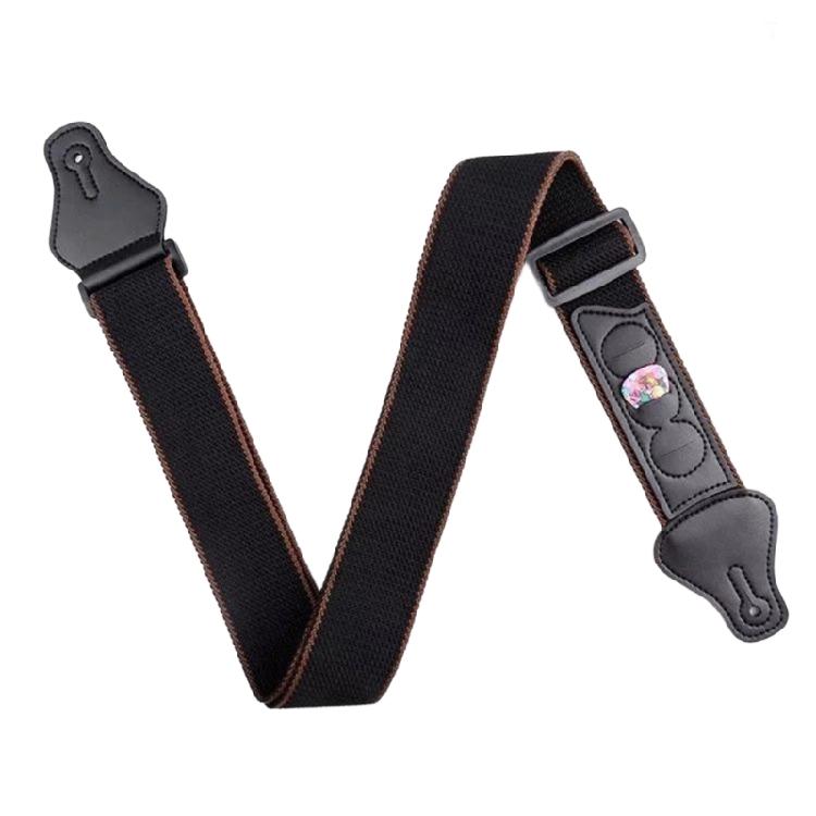 Adjustable Guitar Strap with Guitar Pick Holder for Guitar Bass 2 Inch Width Comfortable Cotton Guitar Shoulder Strap