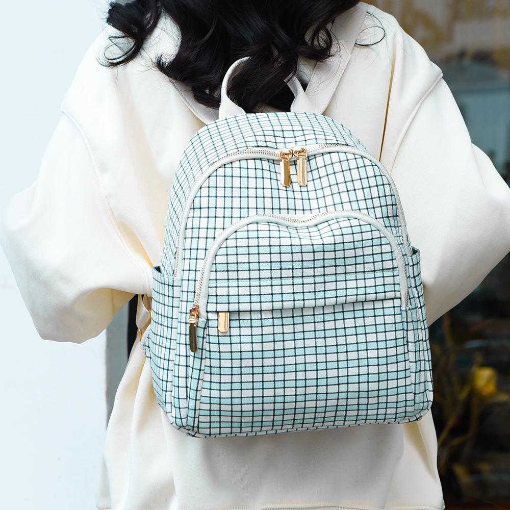 Plecak szkolny w kratę damski mały plecak studencki