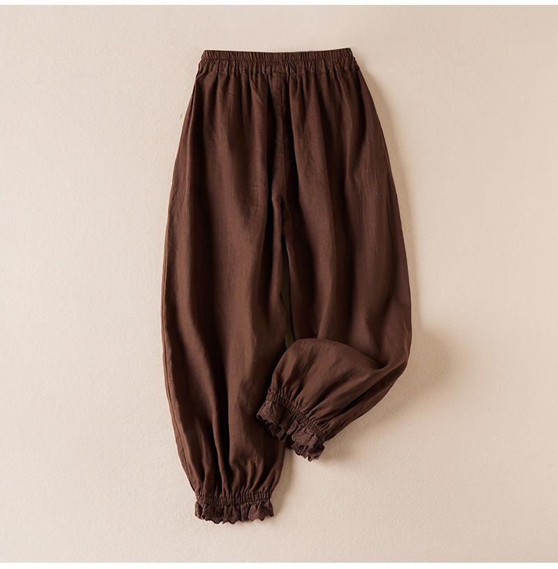 Women's Artistic Embroidery Cotton Linen Harem Pants - Slimming Casual Retro Style
