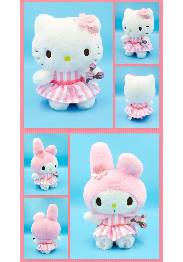 Sanrio Hello Kitty, My Melody & Kuromi Cherry Blossom Plush Doll Collection