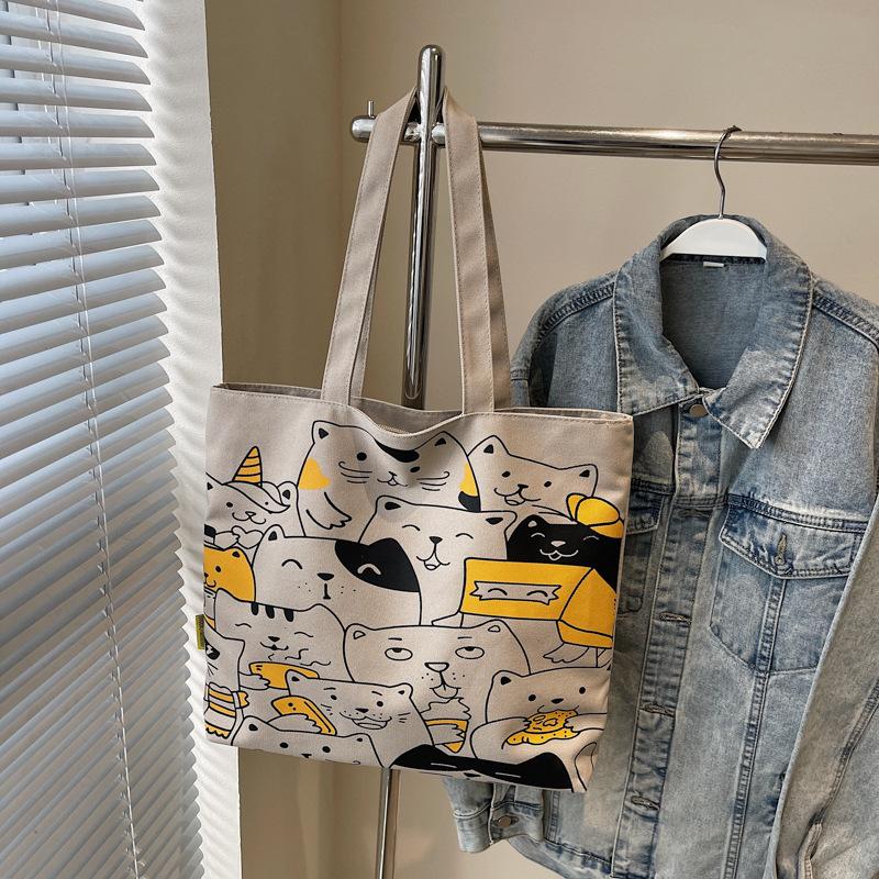 Tote Bag Women's Summer New Cute Cartoon Large-capacity Student Commuter Bag Shoulder Canvas Bag