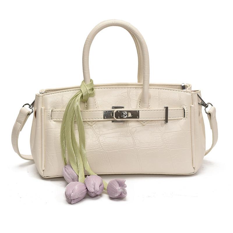 

2025 new trendy fashion commuter portable Kelly bag women s casual simple stone pattern shoulder messenger bag no pendant