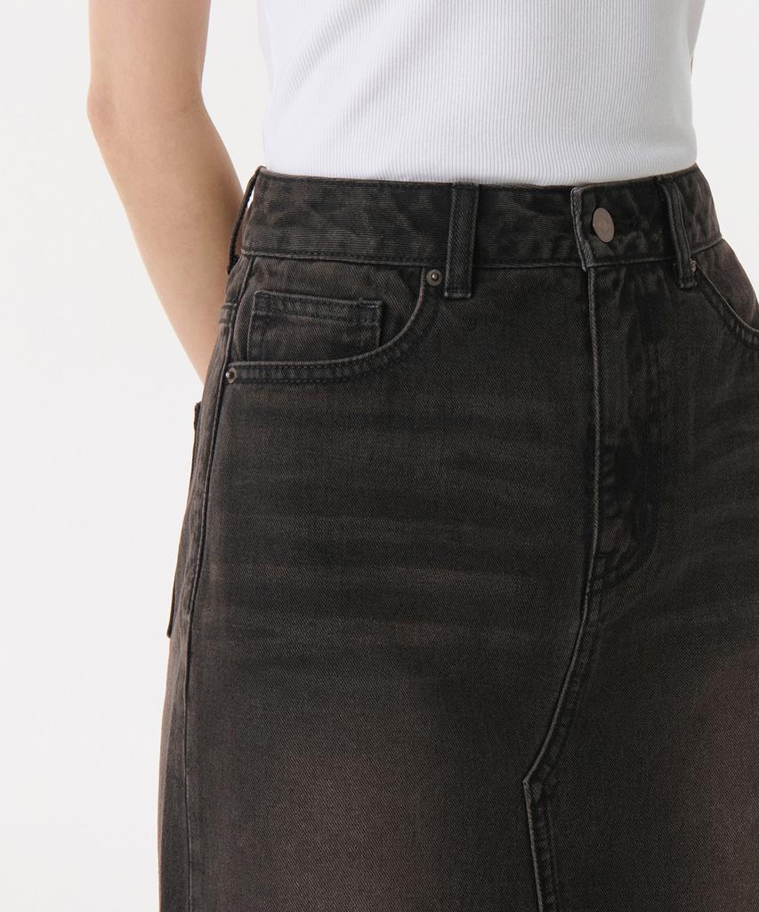 Musinsa Standard Woman Women'S Denim Maxi Skirt [Rusty Black]